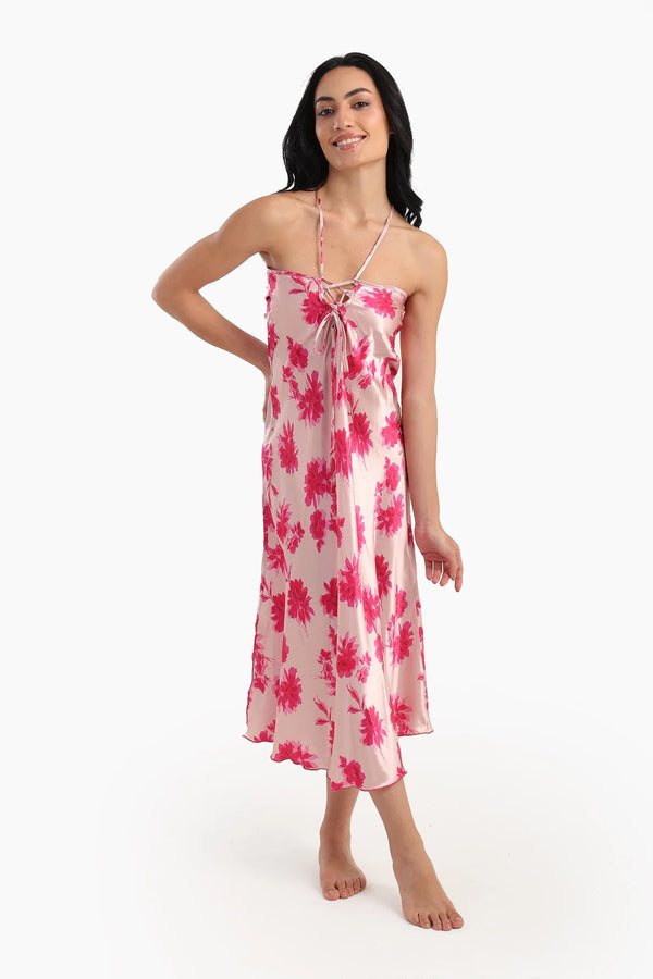 Printed satin nightgown