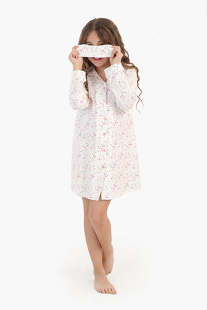 Girls Printed Nightgown with Sleep Mask