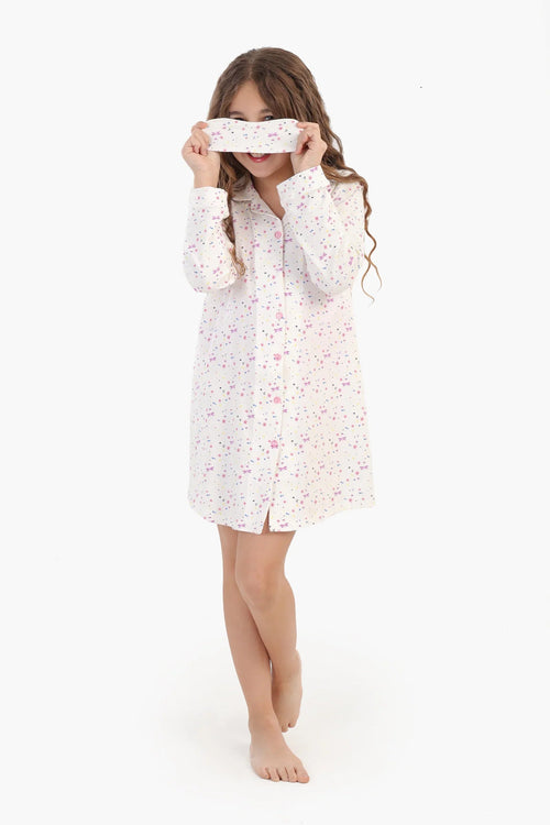 Girls Printed Nightgown with Sleep Mask