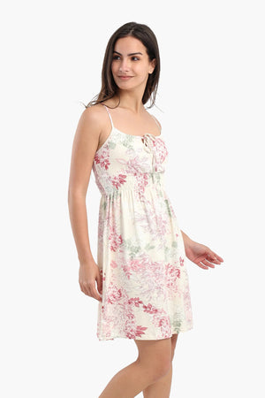 Viscose nightgown with spaghetti straps and a print