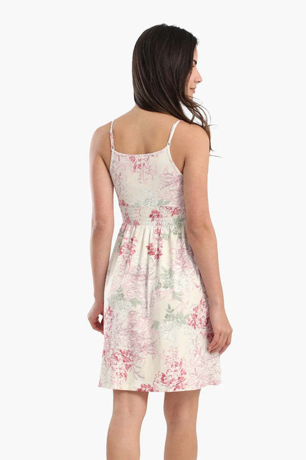 Viscose nightgown with spaghetti straps and a print