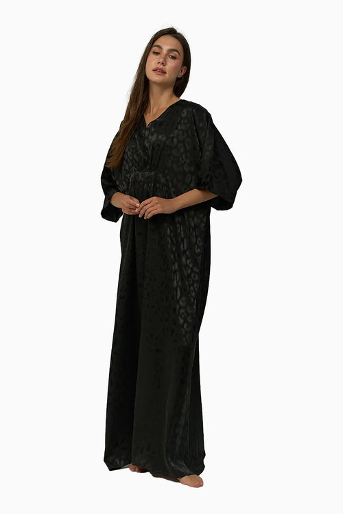 Long satin nightgown with short sleeves