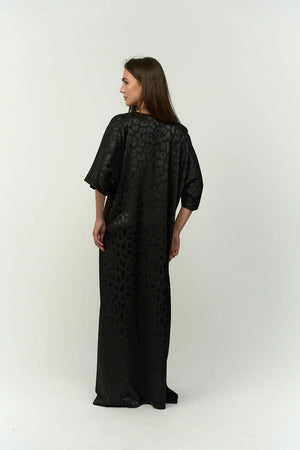 Long satin nightgown with short sleeves