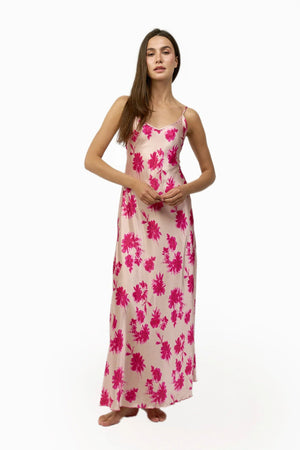 Printed satin nightgown