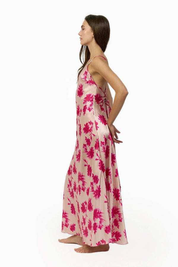 Printed satin nightgown