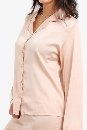 طقم بيجامة ساتان كلاسيكي