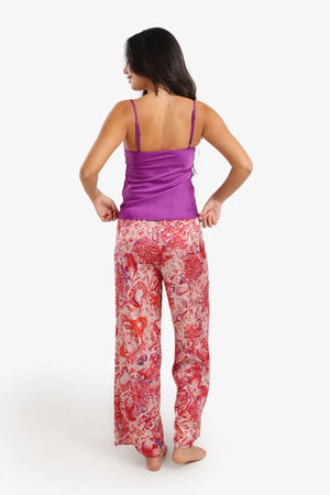 طقم بيجامة ساتان مطبوع