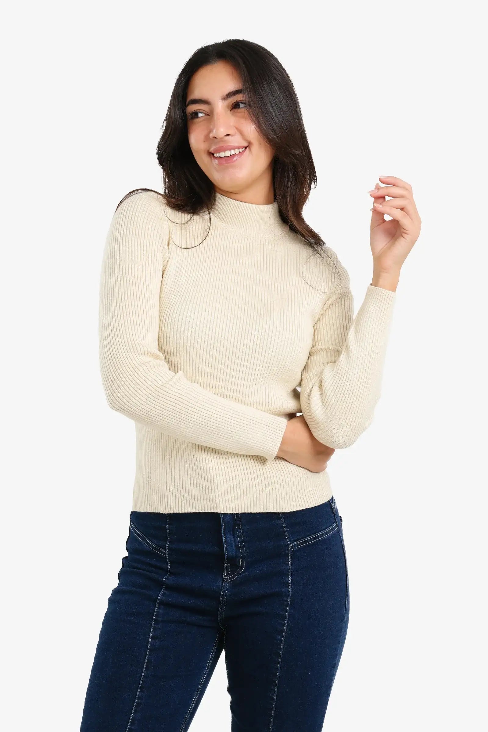 Ribbed turtleneck pullover