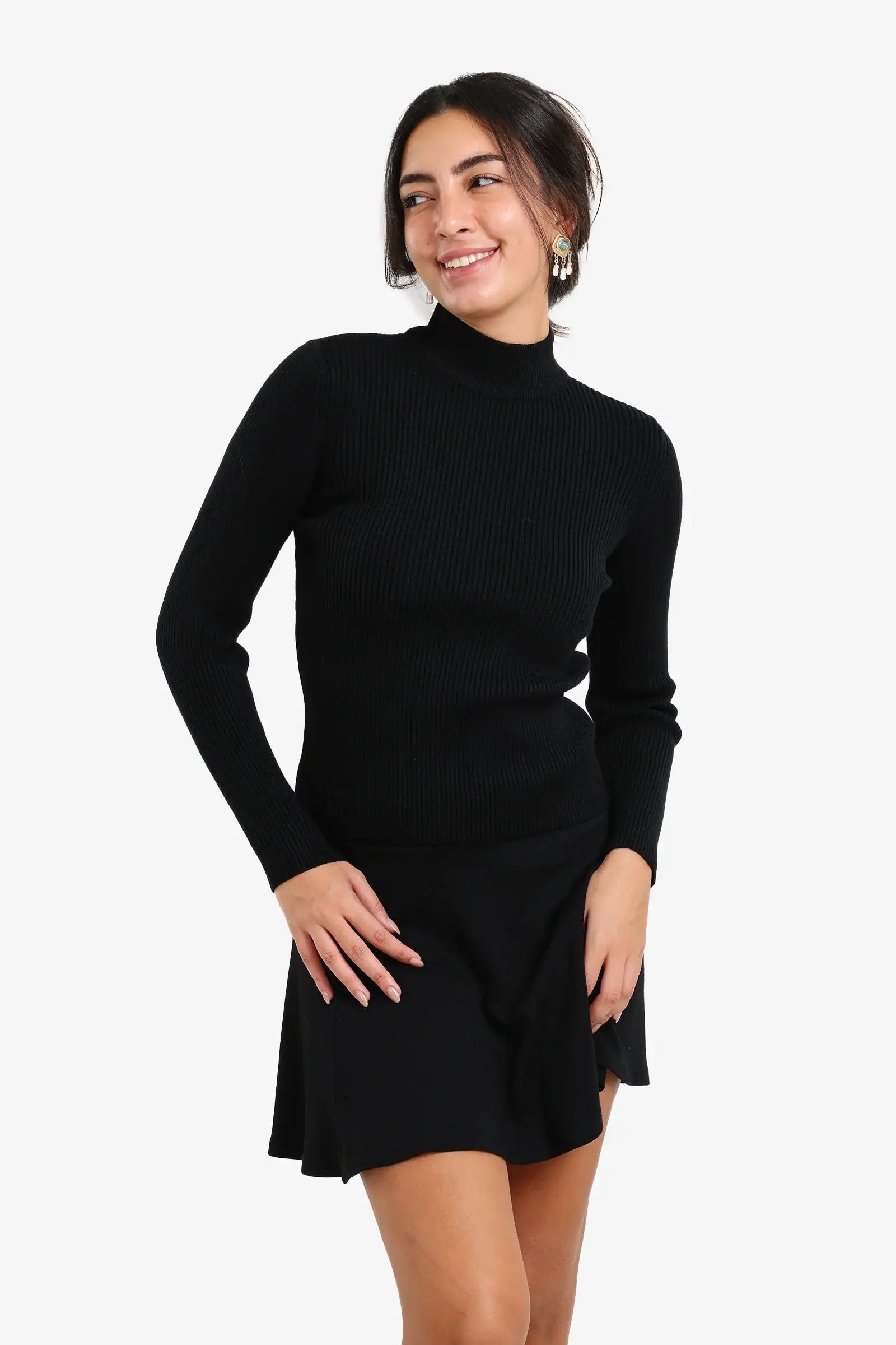 Ribbed turtleneck pullover