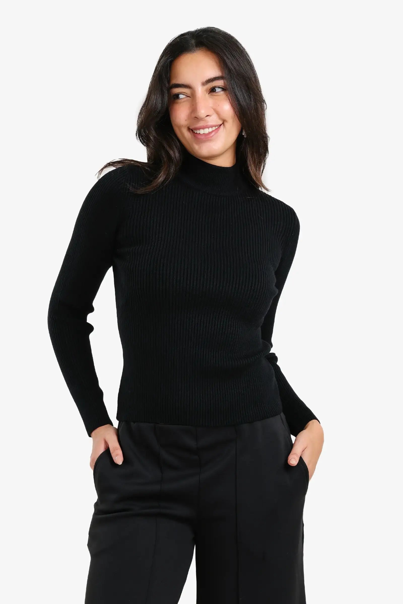 Ribbed turtleneck pullover