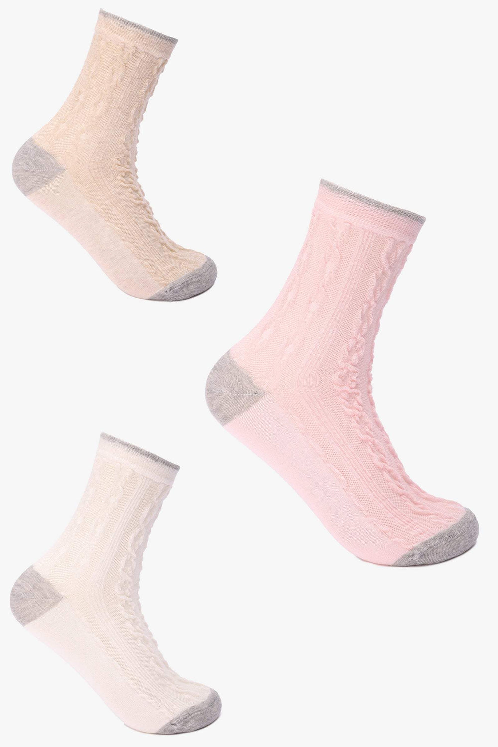 Cable knit tights - 3 pairs