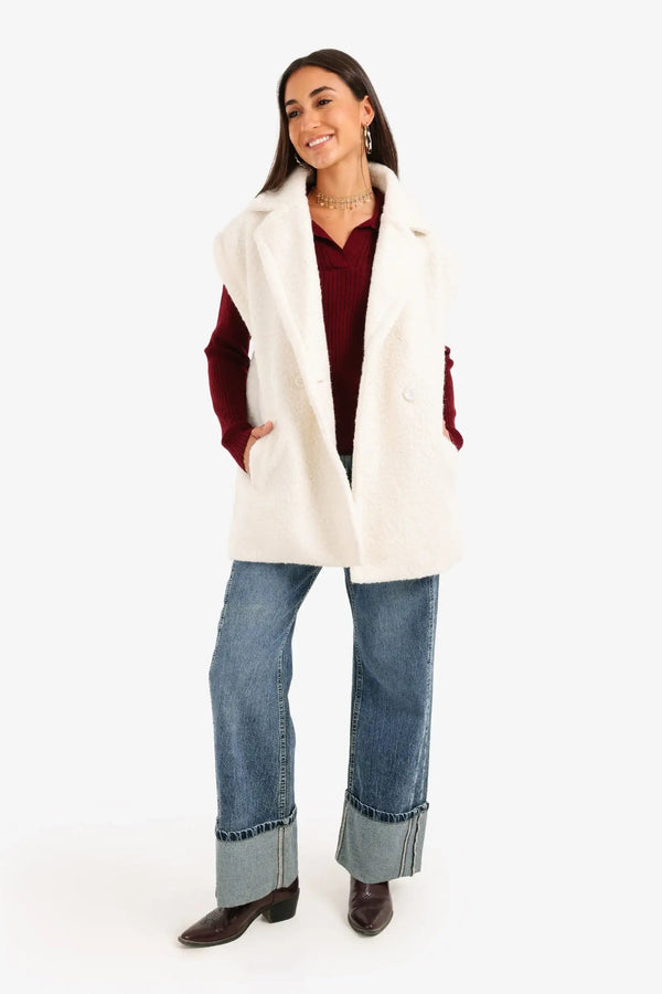 سترة مزدوجة الصدر مريحة