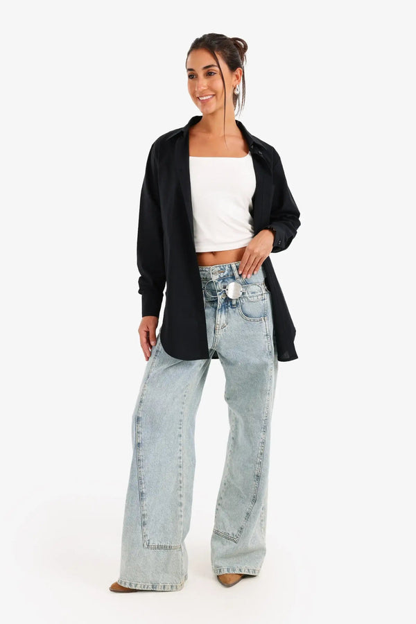 قميص ذو حافة غير متماثلة