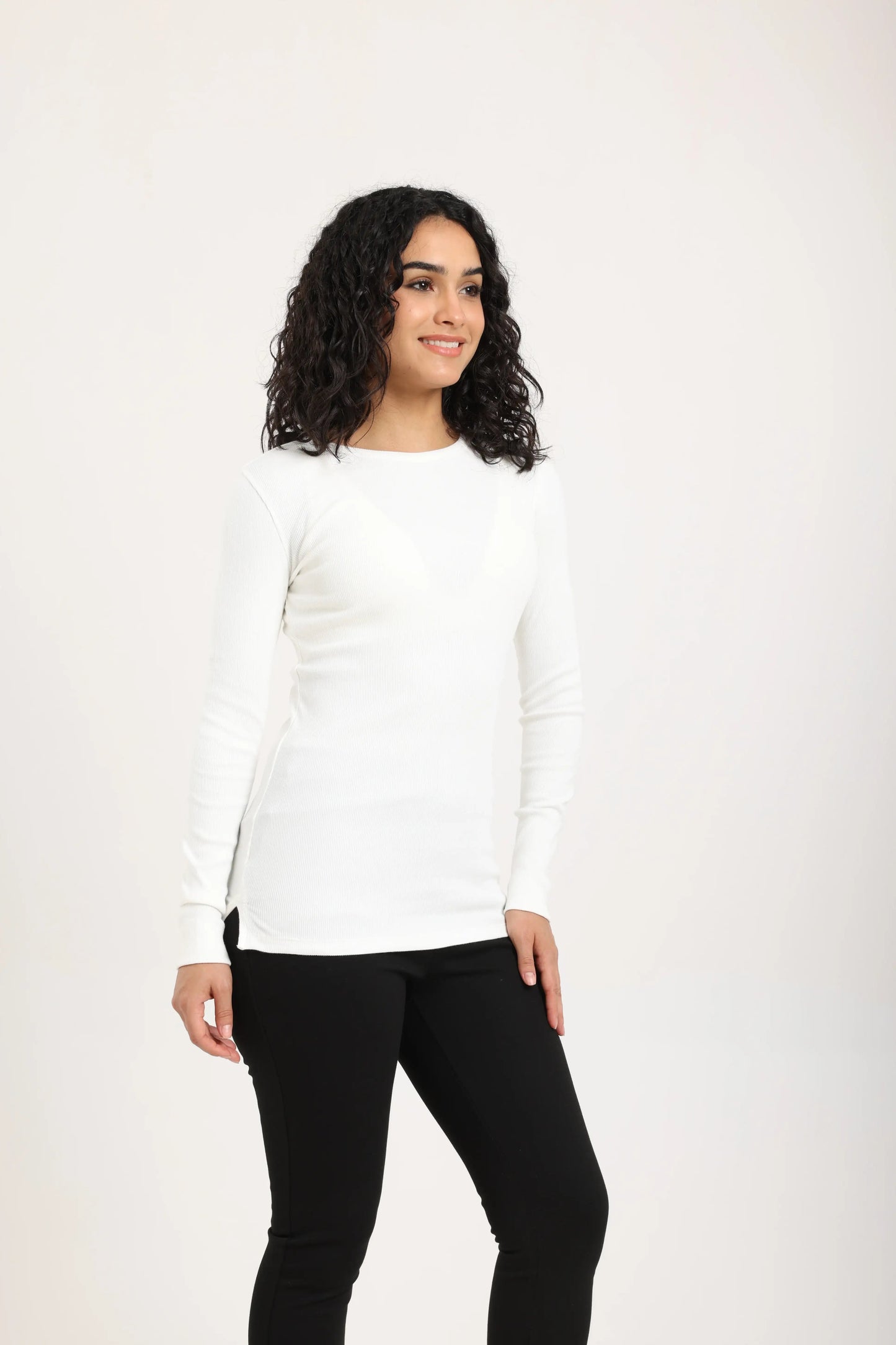 Ribbed long-sleeved blouse