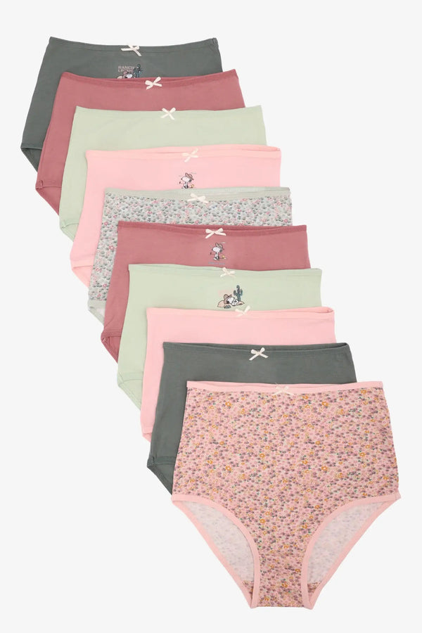 عبوة من 10 سراويل داخلية كاملة ملونة