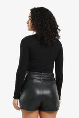 Ribbed long-sleeved blouse