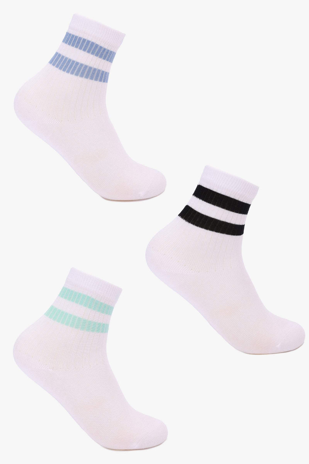 Contrasting stripe socks - 3 pairs