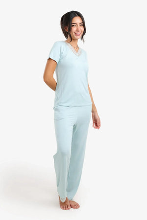 Pajama set with lace trim