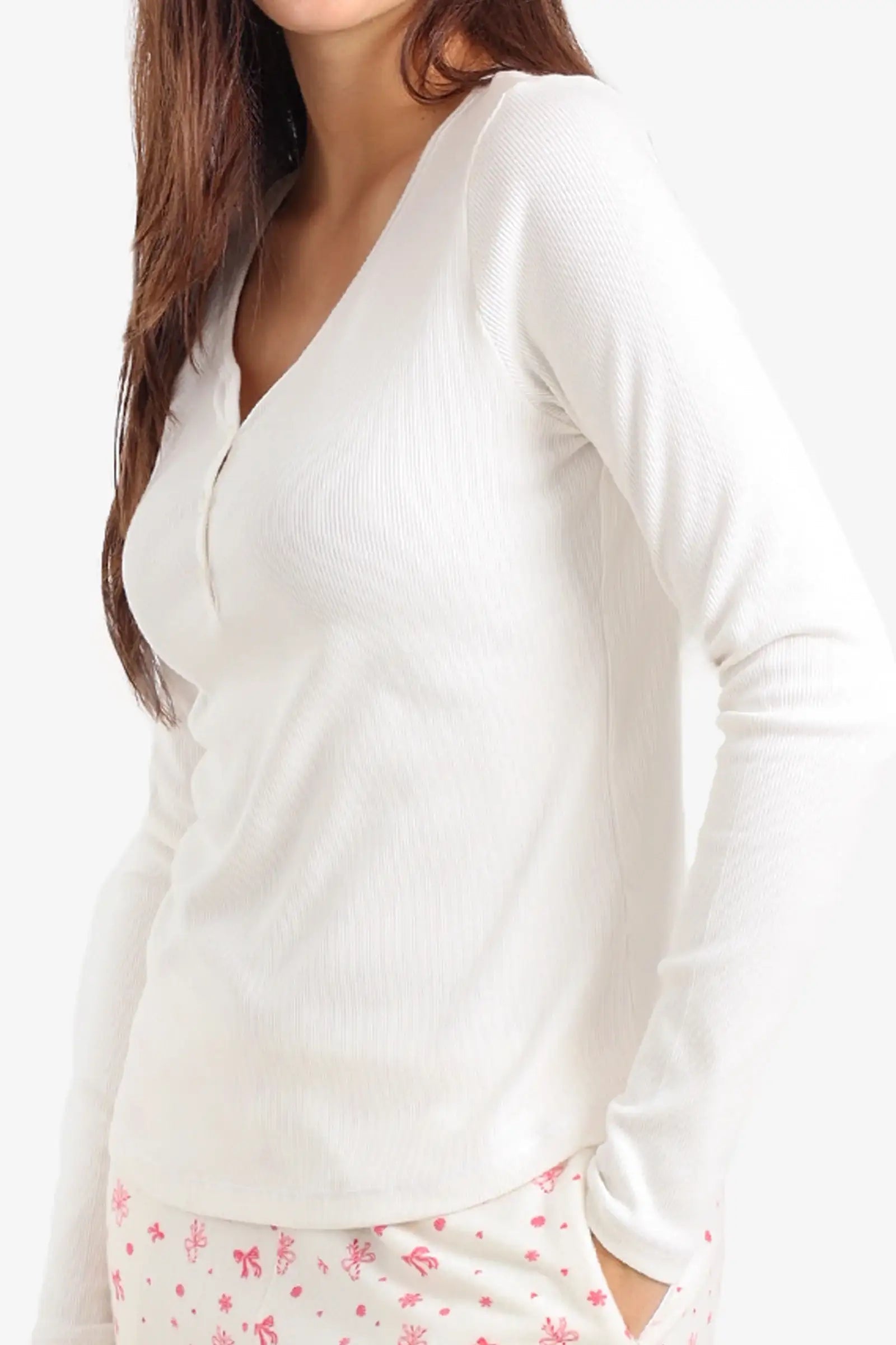 طقم بيجاما مطبوع برقبة هنلي