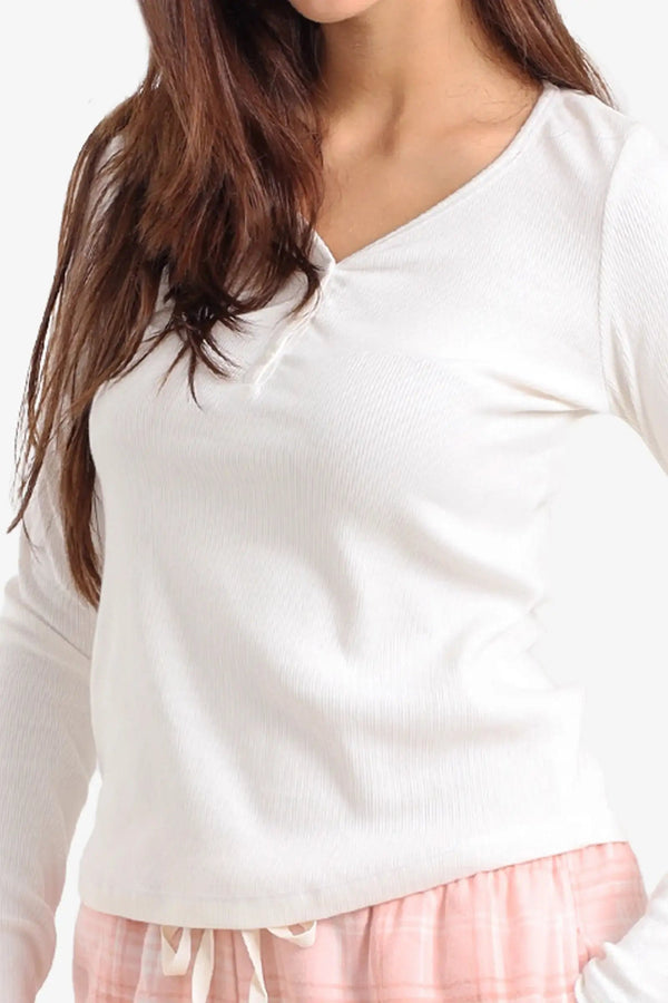 Henley neck pajama set