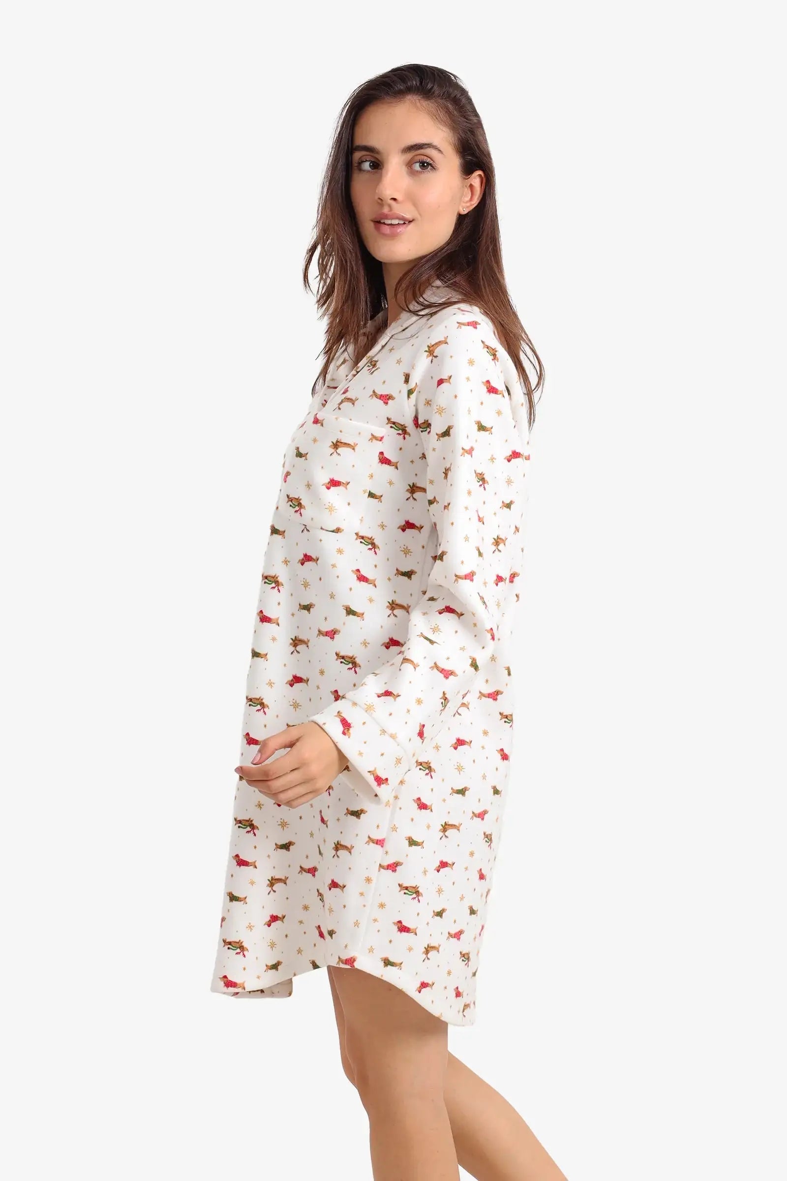 قميص نوم مخملي مطبوع