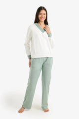 Velvet pajama set with a V-neck