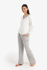 Velvet pajama set with a V-neck