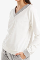 Velvet pajama set with a V-neck