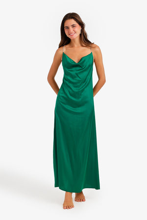 طقم قميص نوم ستان مع روب – حمالات كريستال