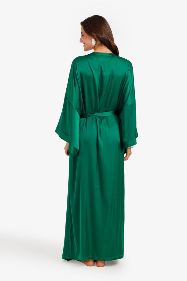 طقم قميص نوم ستان مع روب – حمالات كريستال