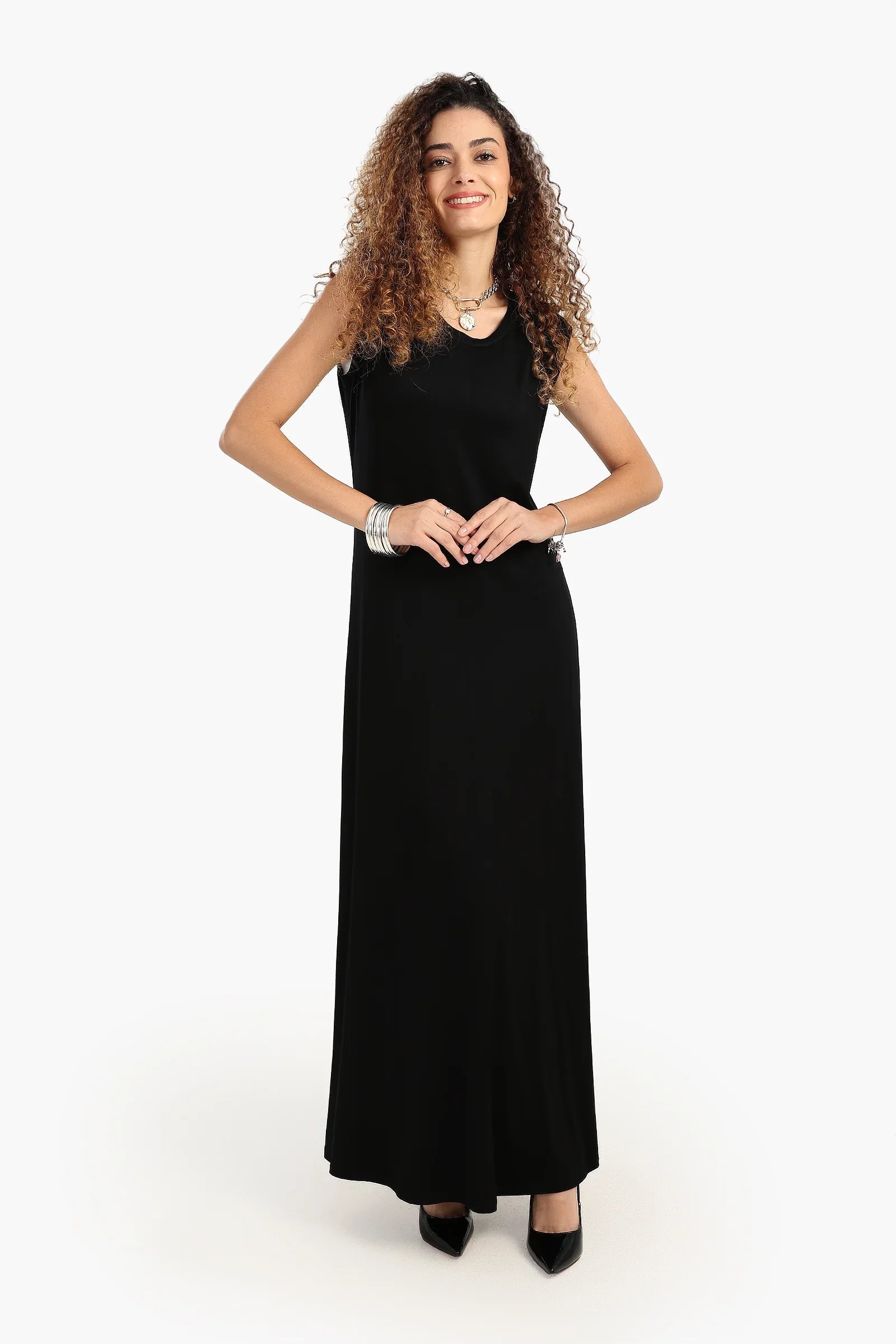 فستان بدون اكمام فيسكوز - Carinasaudi.com