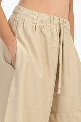 بنطال كتان بقصة ساق واسعة - Carinasaudi.com