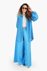 بنطال كتان بقصة ساق واسعة - Carinasaudi.com