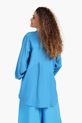 قميص كتان بأكمام طويلةو بسوار مطاطي - Carinasaudi.com