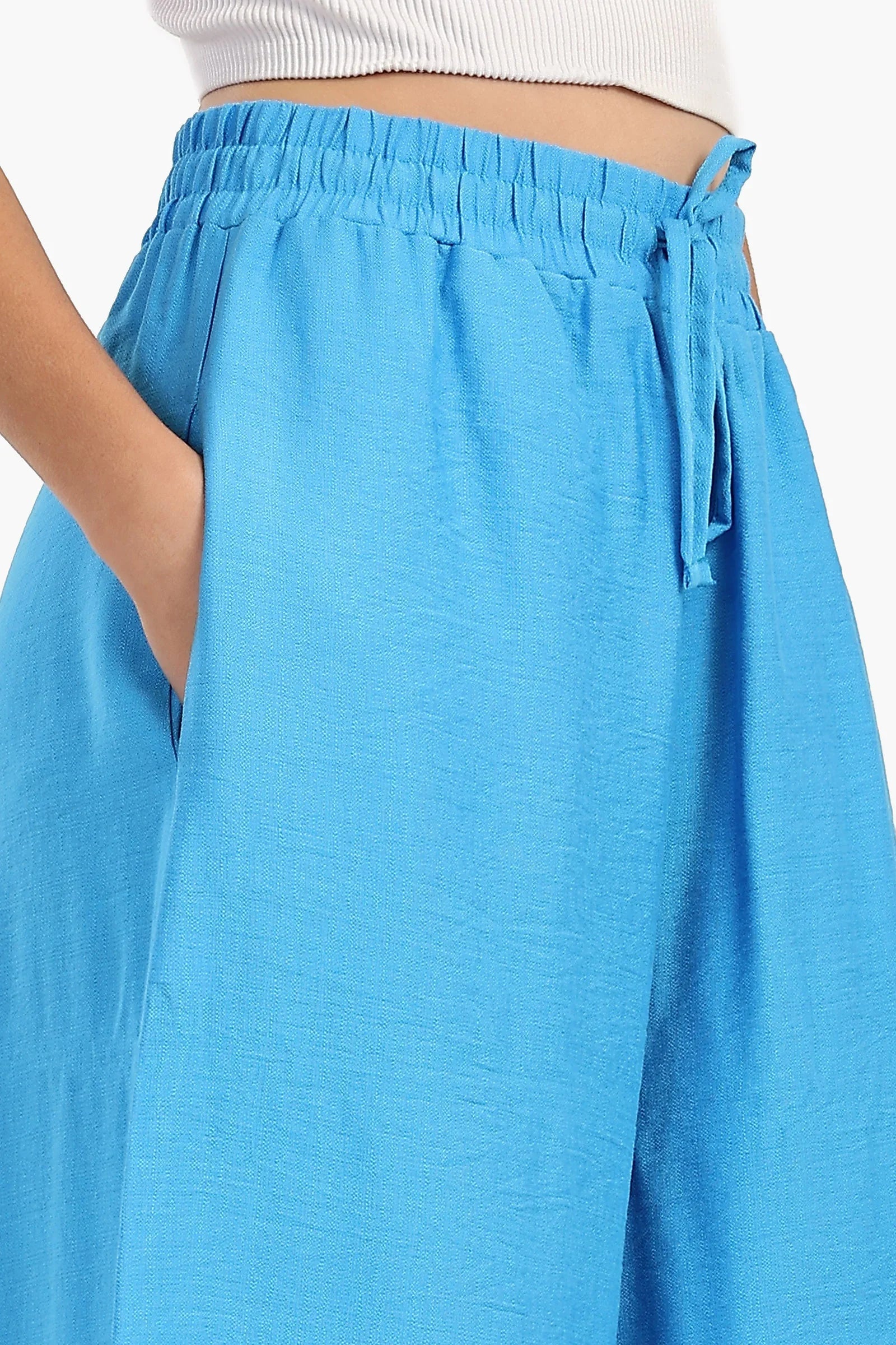 بنطال كتان بقصة ساق واسعة - Carinasaudi.com