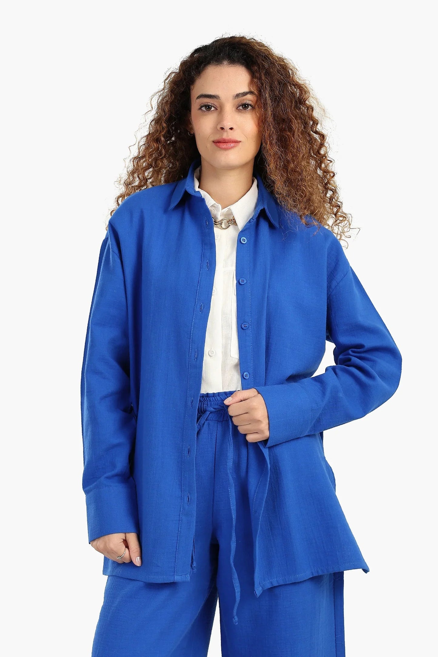 قميص باكمام طويلة بفتحة جانبية - Carinasaudi.com