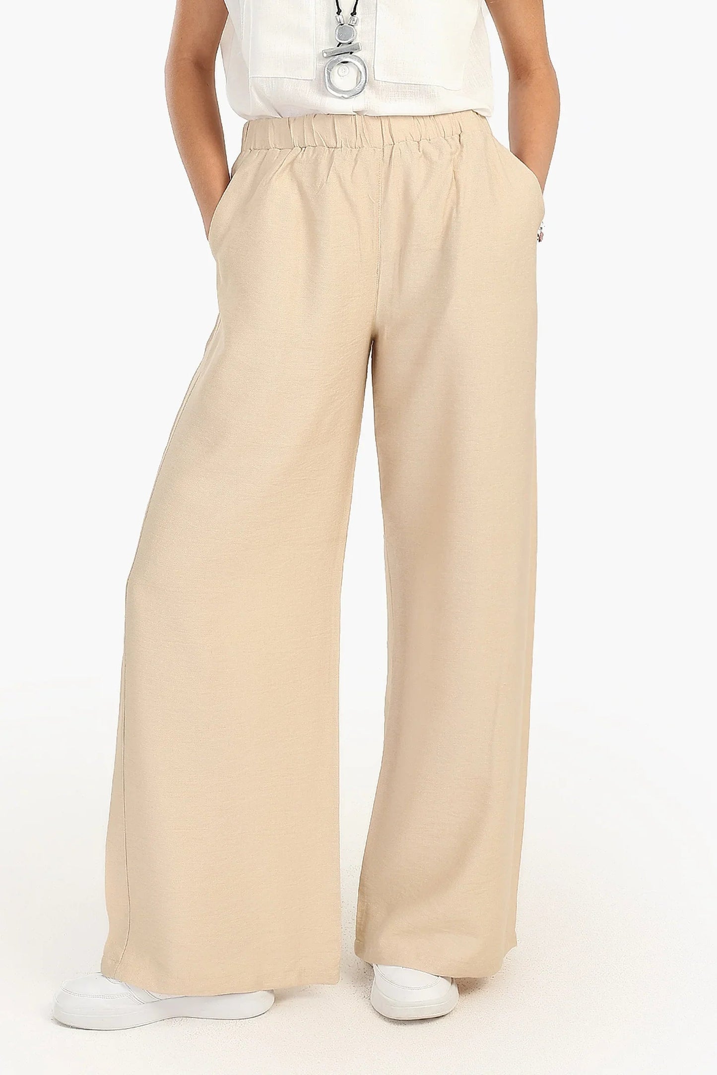 بنطال بخصر عالي و بقصة ساق واسعة - Carinasaudi.com