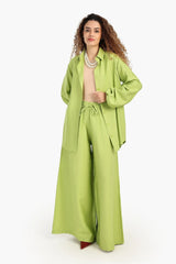 قميص كتان بأكمام طويلةو بسوار مطاطي - Carinasaudi.com