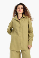 قميص باكمام طويلة بفتحة جانبية - Carinasaudi.com