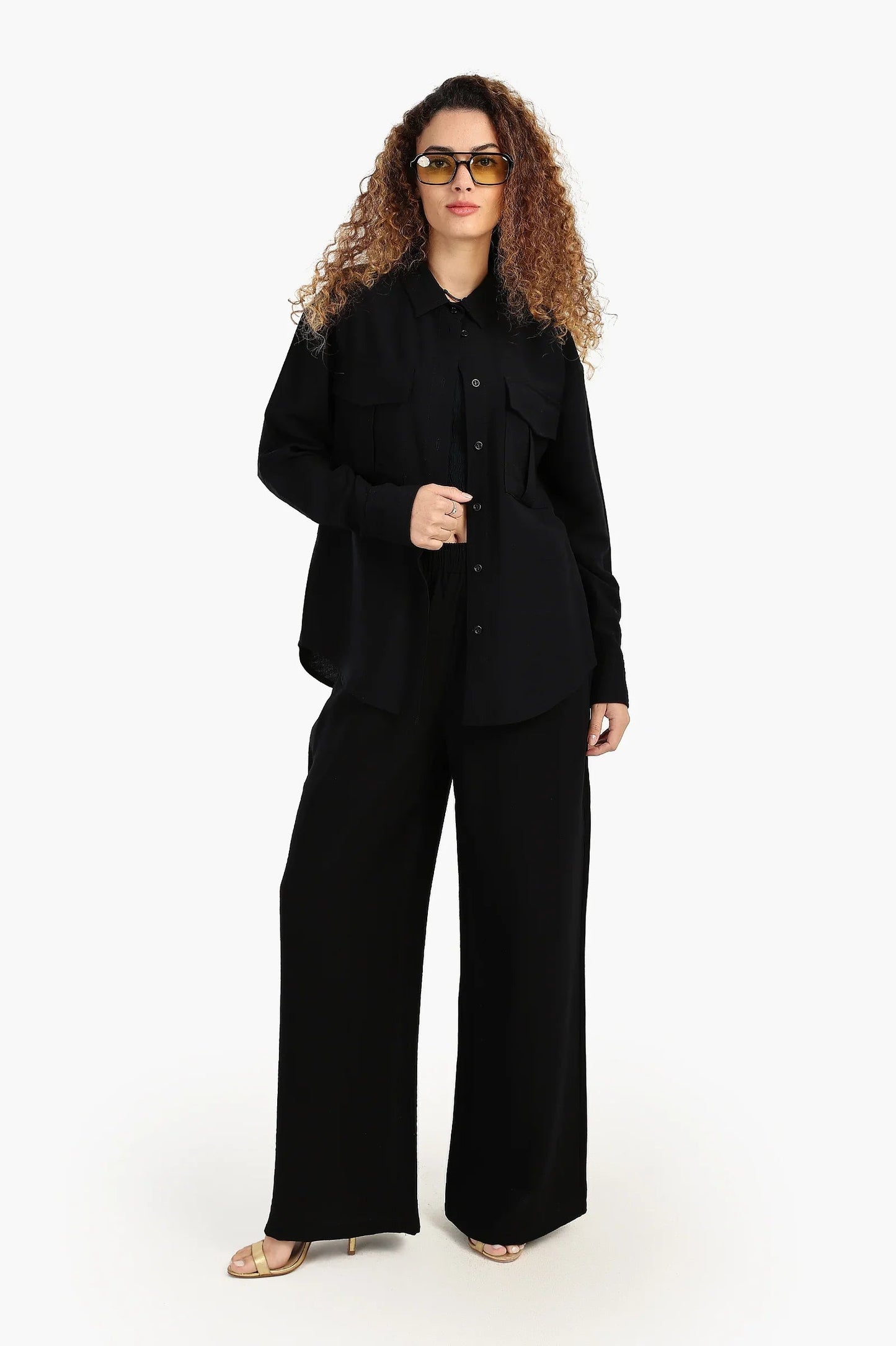 بنطال بخصر عالي و بقصة ساق واسعة - Carinasaudi.com