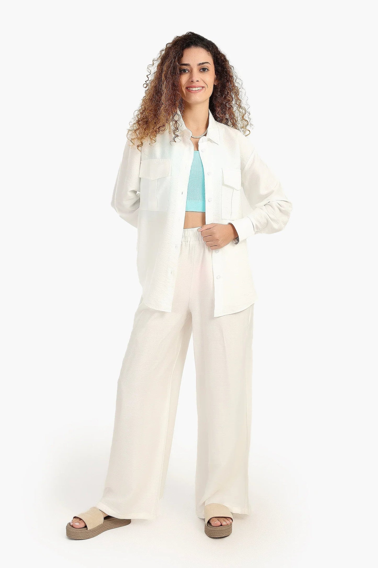 بنطال بخصر عالي و بقصة ساق واسعة - Carinasaudi.com