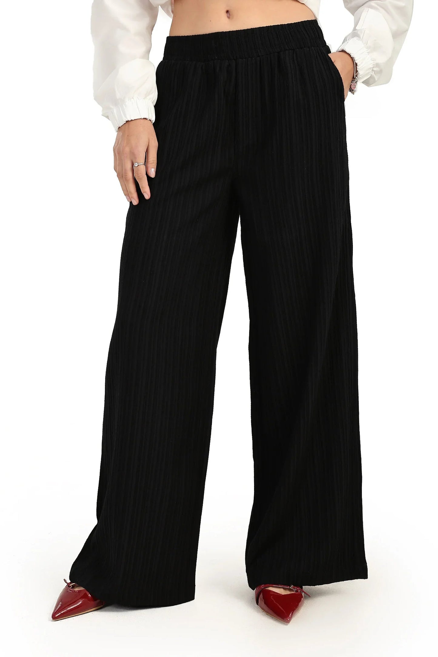 بنطال بخصر عالي و بقصة ساق واسعة - Carinasaudi.com