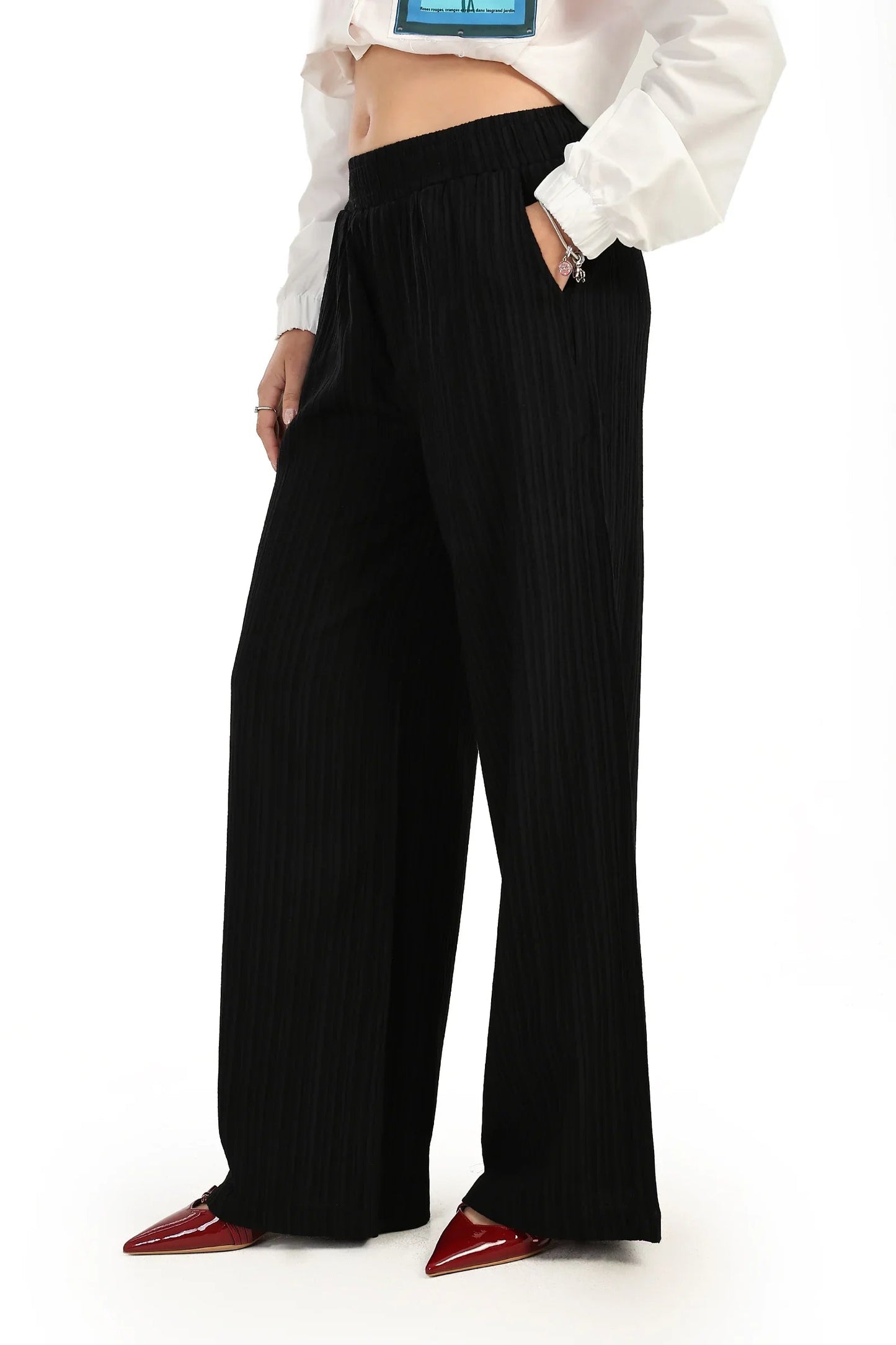 بنطال بخصر عالي و بقصة ساق واسعة - Carinasaudi.com