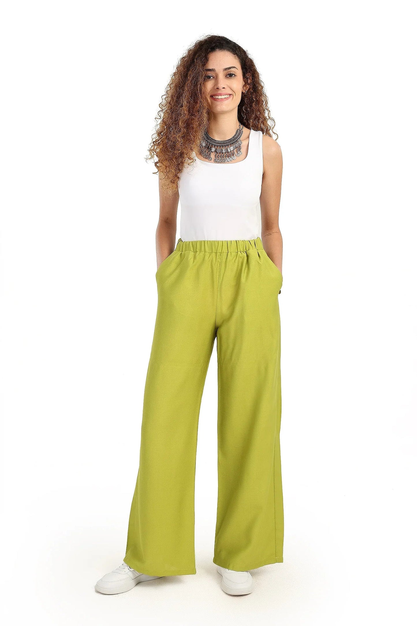 بنطال بخصر عالي و بقصة ساق واسعة - Carinasaudi.com