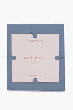 Blue cotton percale pillowcase 50x70 cm in packaging, soft bedding accessory