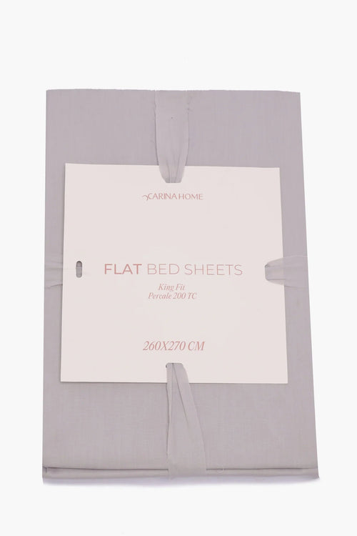 Flat bed sheets king size 260x270 cm, gray color, percale 200 TC, neatly packaged