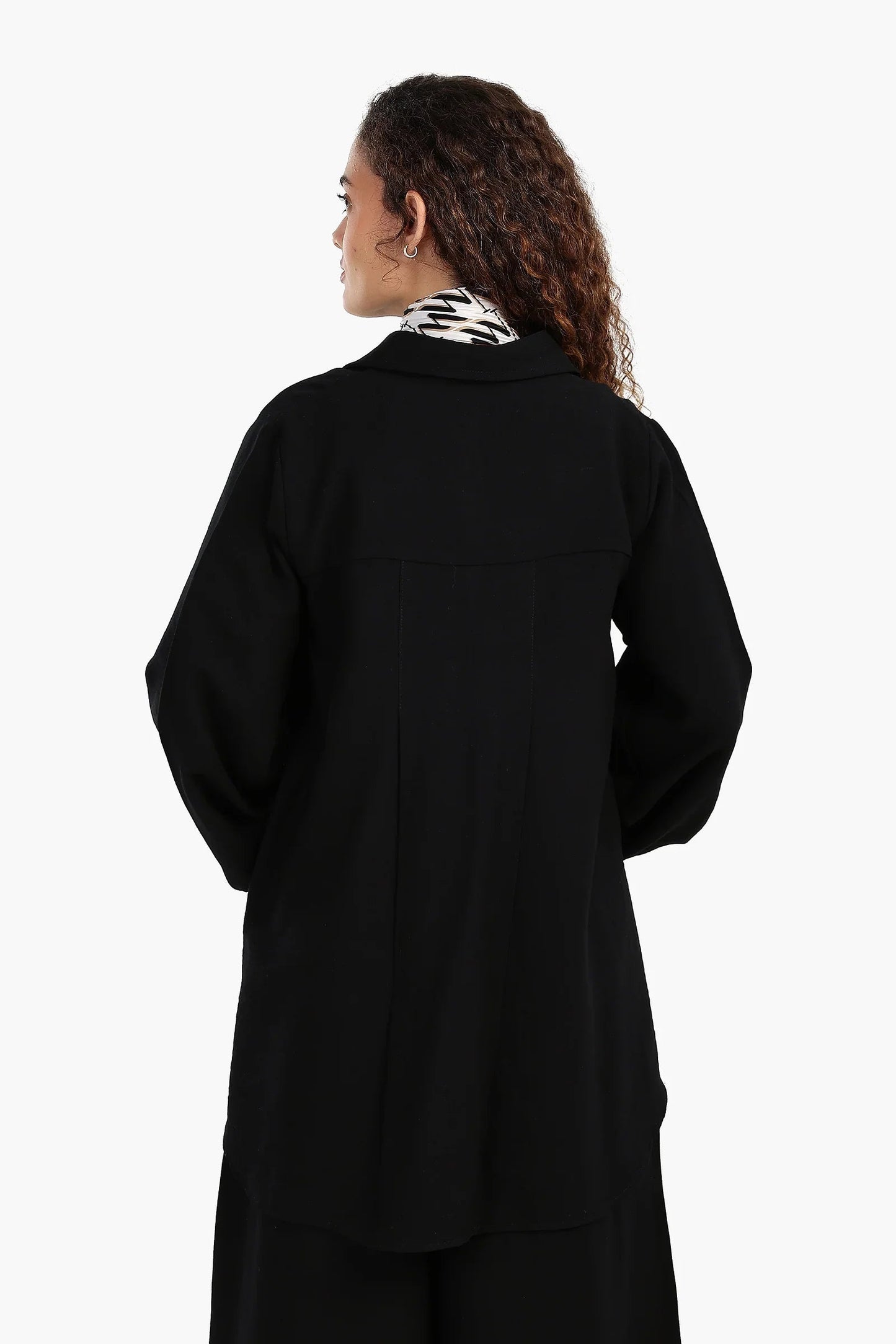 قميص كتان بأكمام طويلةو بسوار مطاطي - Carinasaudi.com