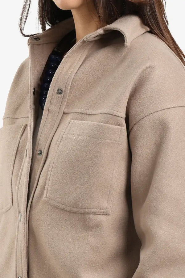 Wool outer shirt with buttons