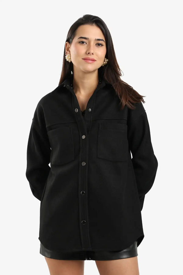 Wool outer shirt with buttons