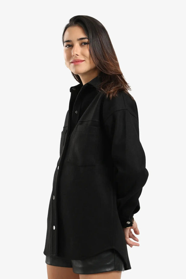 Wool outer shirt with buttons